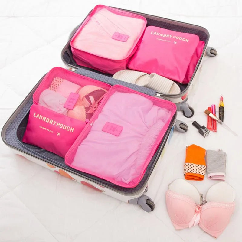 6-Piece Travel Organizer Set - Large Capacity Luggage Storage Bags