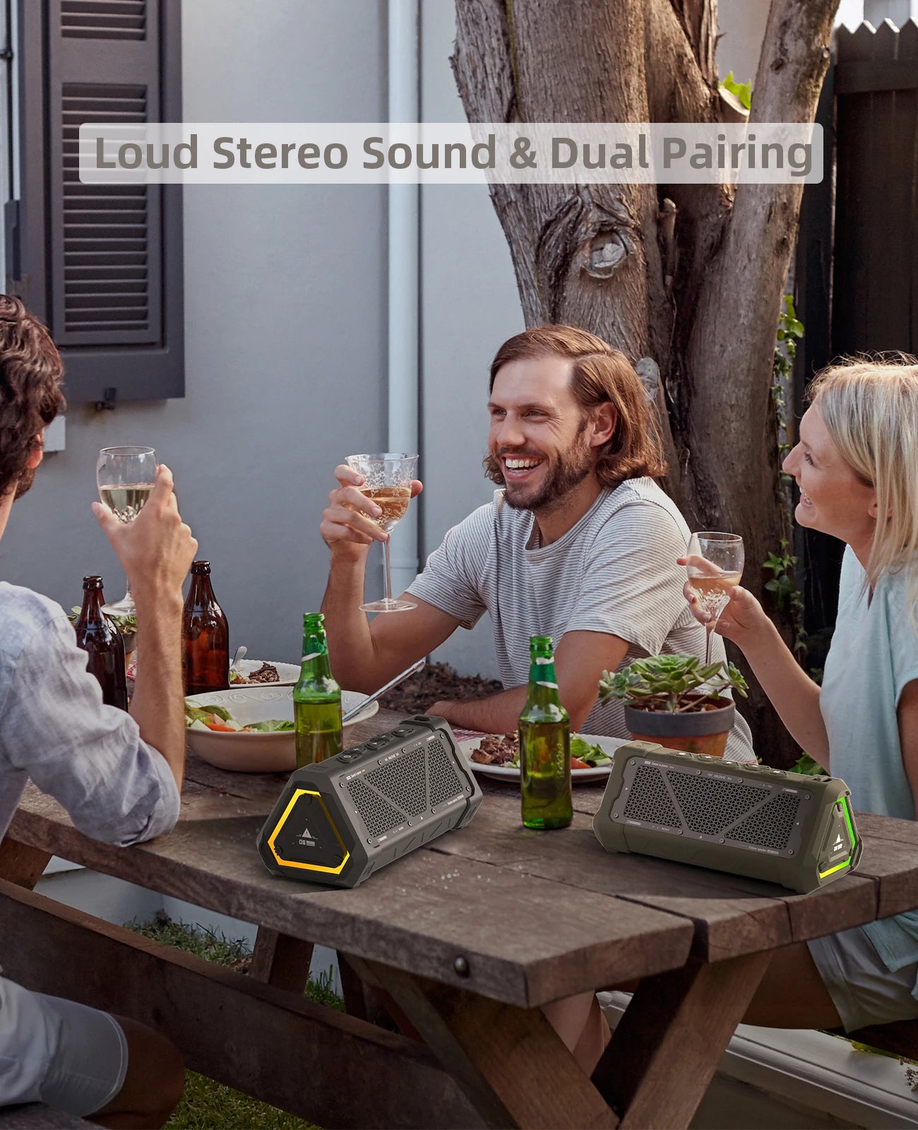 MLOVE P3 Portable Bluetooth Speaker - 40W Wireless Outdoor Speaker with IPX7 Waterproof, RGB Lights & Stereo Sound
