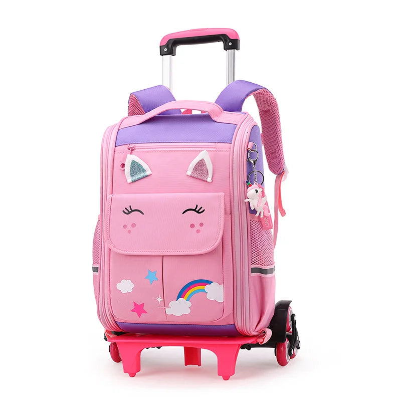 Premium Rolling School Backpack for Kids - High Capacity Wheeled Trolley Bag