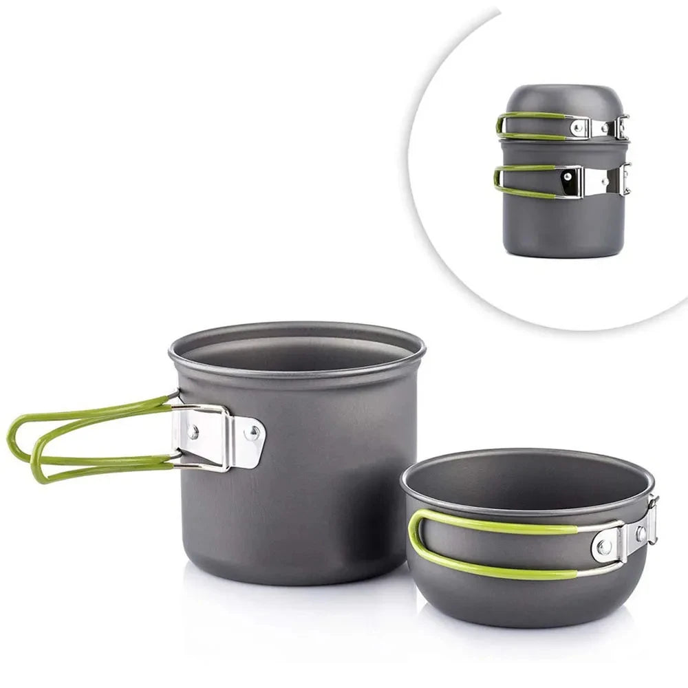 LISM Portable Camping Cookware Set - Lightweight Aluminum Outdoor Cooking Pot for Hiking, Backpacking & Picnics (1-2 Person)