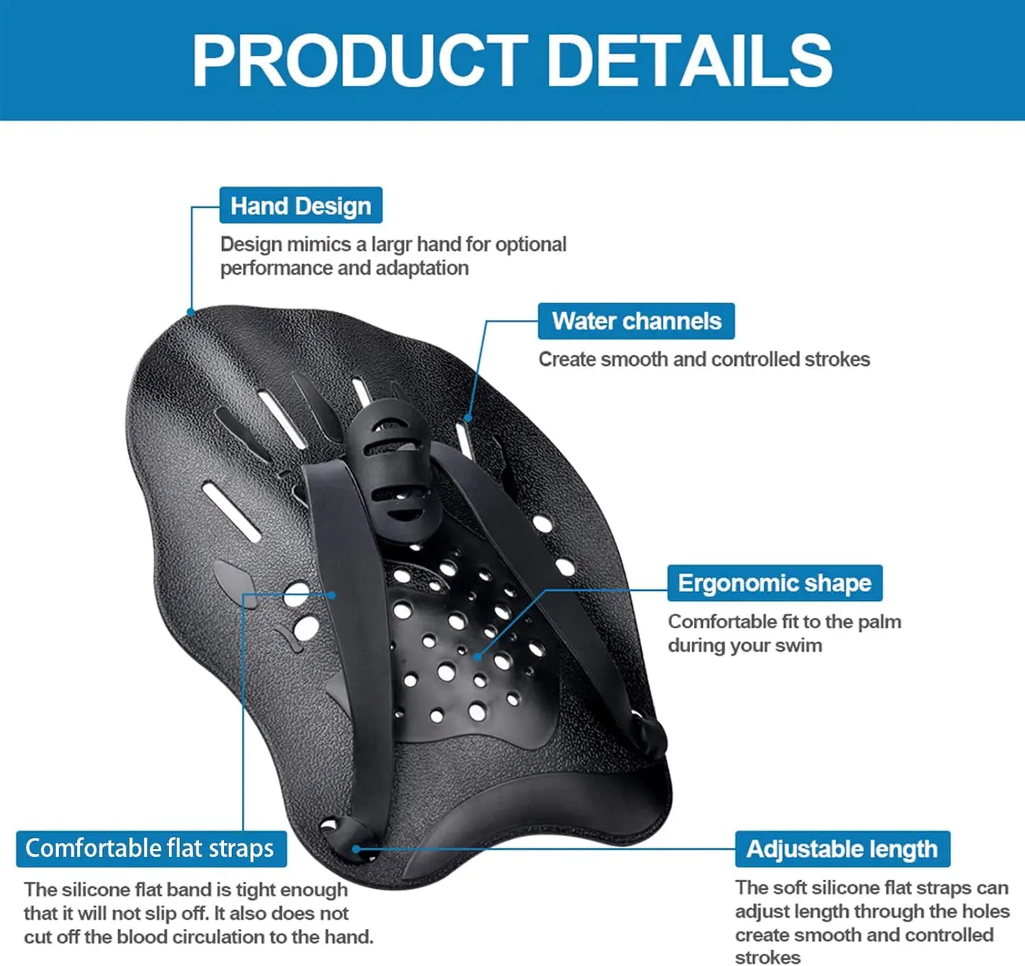 Silicone Swimming Hand Paddles - Adjustable Webbed Gloves for Training & Snorkeling