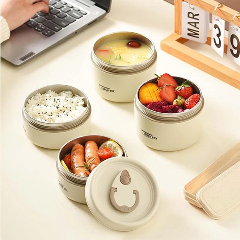 Stainless Steel Insulated Lunch Container Set - 3-Tier Stackable Thermal Bento Box
