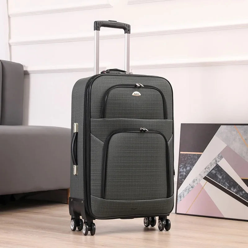 Premium Oxford Canvas Rolling Luggage - 20/24 Inch Waterproof Travel Suitcase