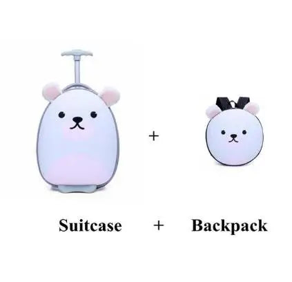 Kids Rolling Suitcase - Cartoon Design Travel Luggage for Children