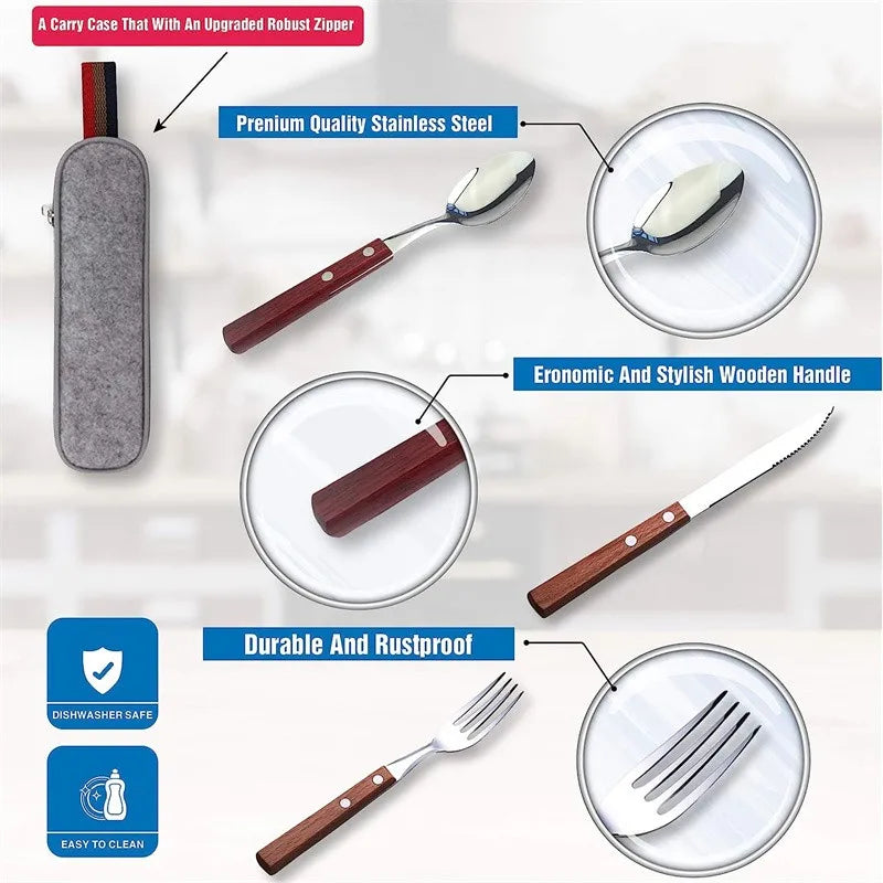Premium Stainless Steel Travel Utensils Set with Carrying Case