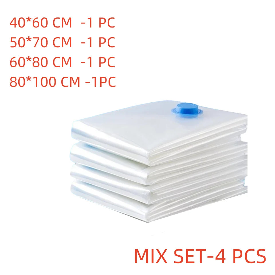Vacuum Storage Bags with Pump - Space Saving Compression Bags for Clothes and Travel