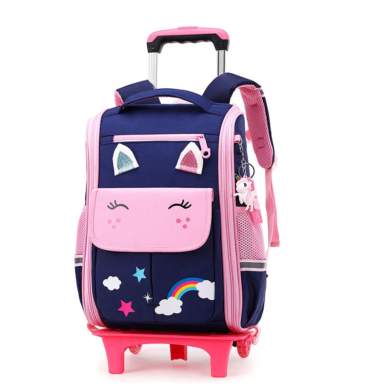 Premium Rolling School Backpack for Kids - High Capacity Wheeled Trolley Bag