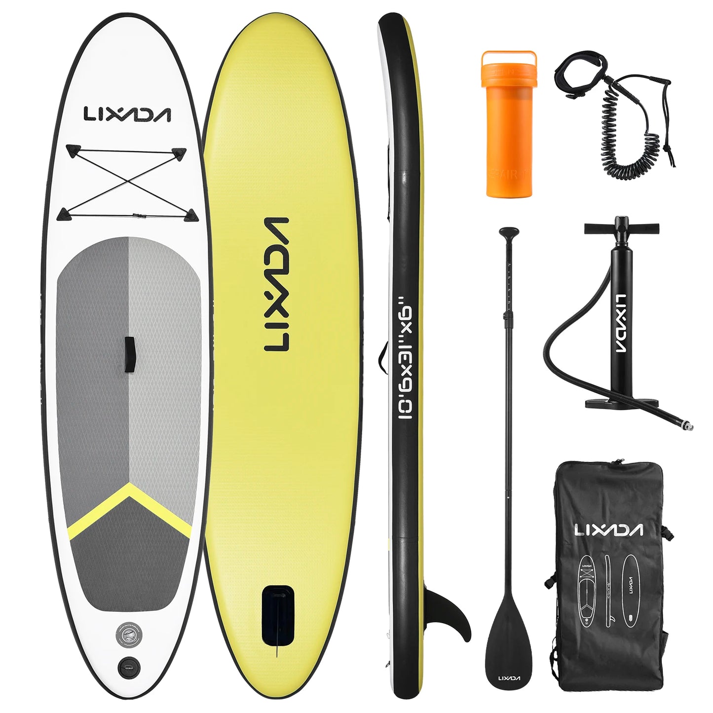 LinDo Inflatable Stand Up Paddle Board - Complete SUP Set with Paddle, Fin & Pump