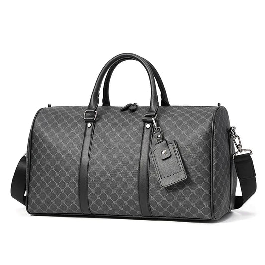 Premium Leather Travel Tote Bag - Business & Fitness Duffel