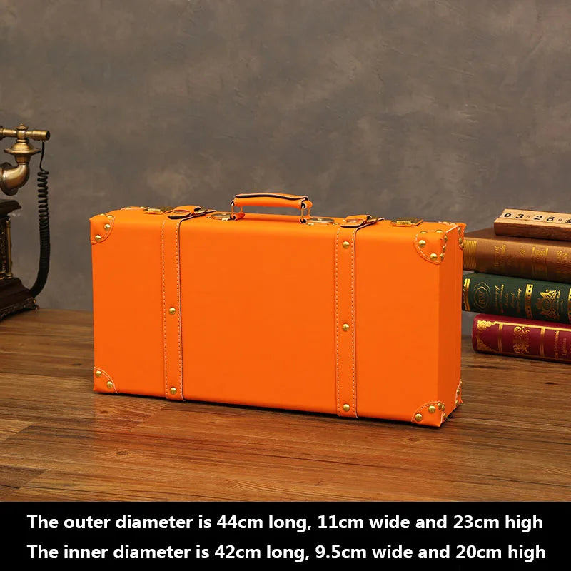 Vintage Leather Trunk Suitcase - Premium Travel Luggage