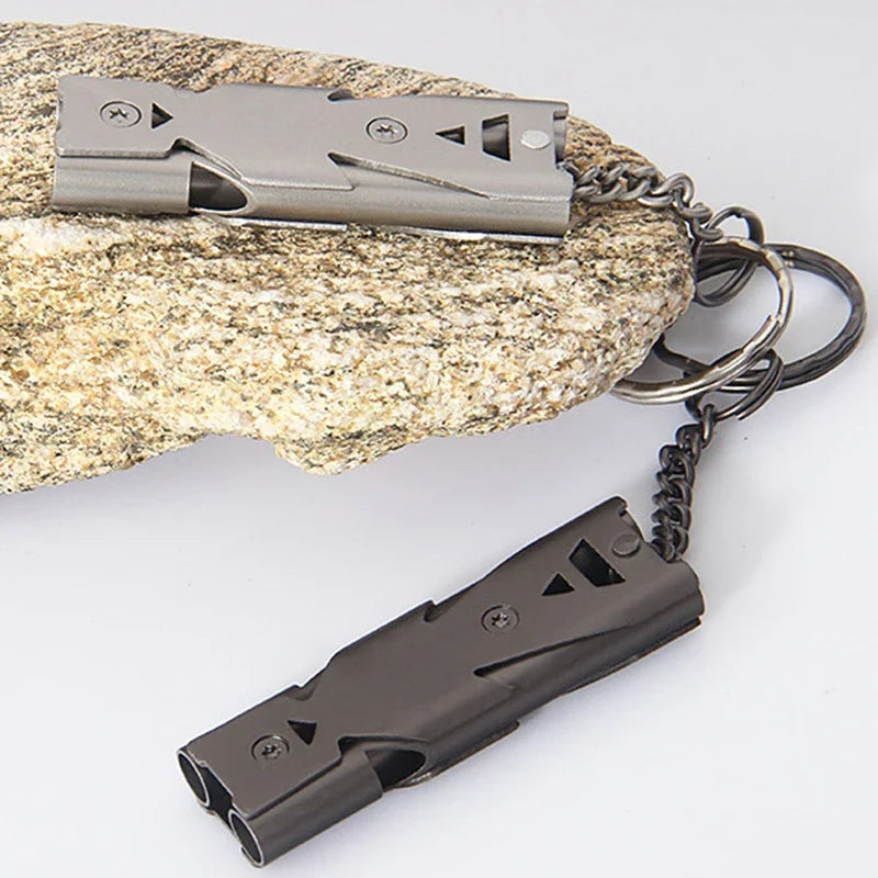 Emergency Safety Whistle - 180dB Aluminum Alloy Double Tube for Outdoor Survival