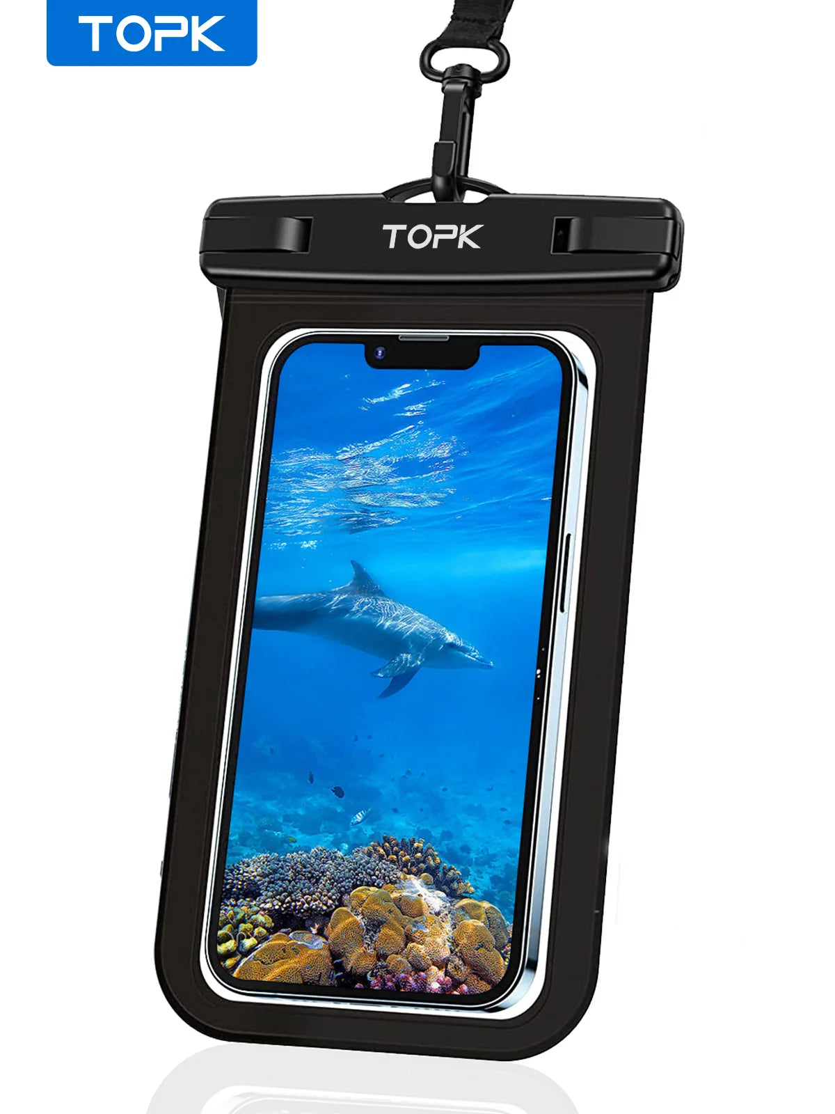 TOPK E01 Universal Waterproof Phone Pouch - IPX8 Dry Bag with Lanyard