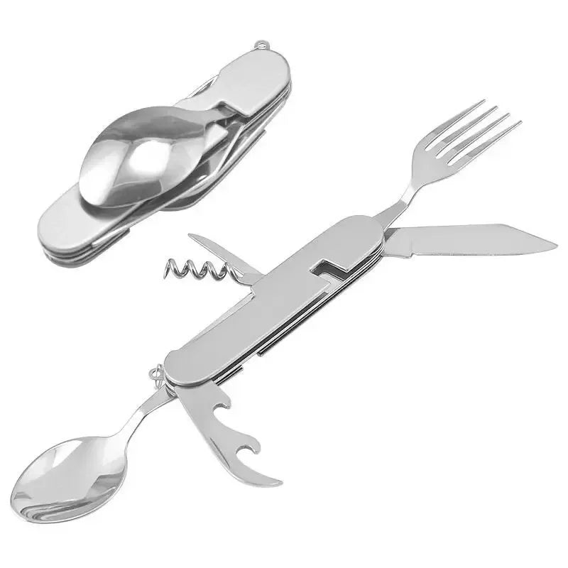 Premium Foldable Camping Utensil Set - Stainless Steel Multi-Tool