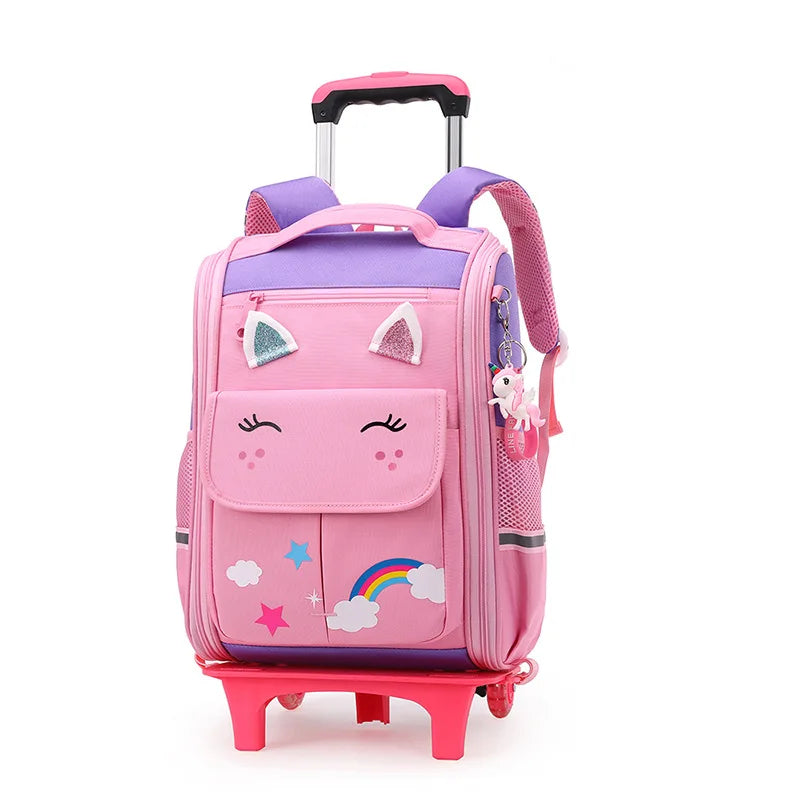 Premium Rolling School Backpack for Kids - High Capacity Wheeled Trolley Bag
