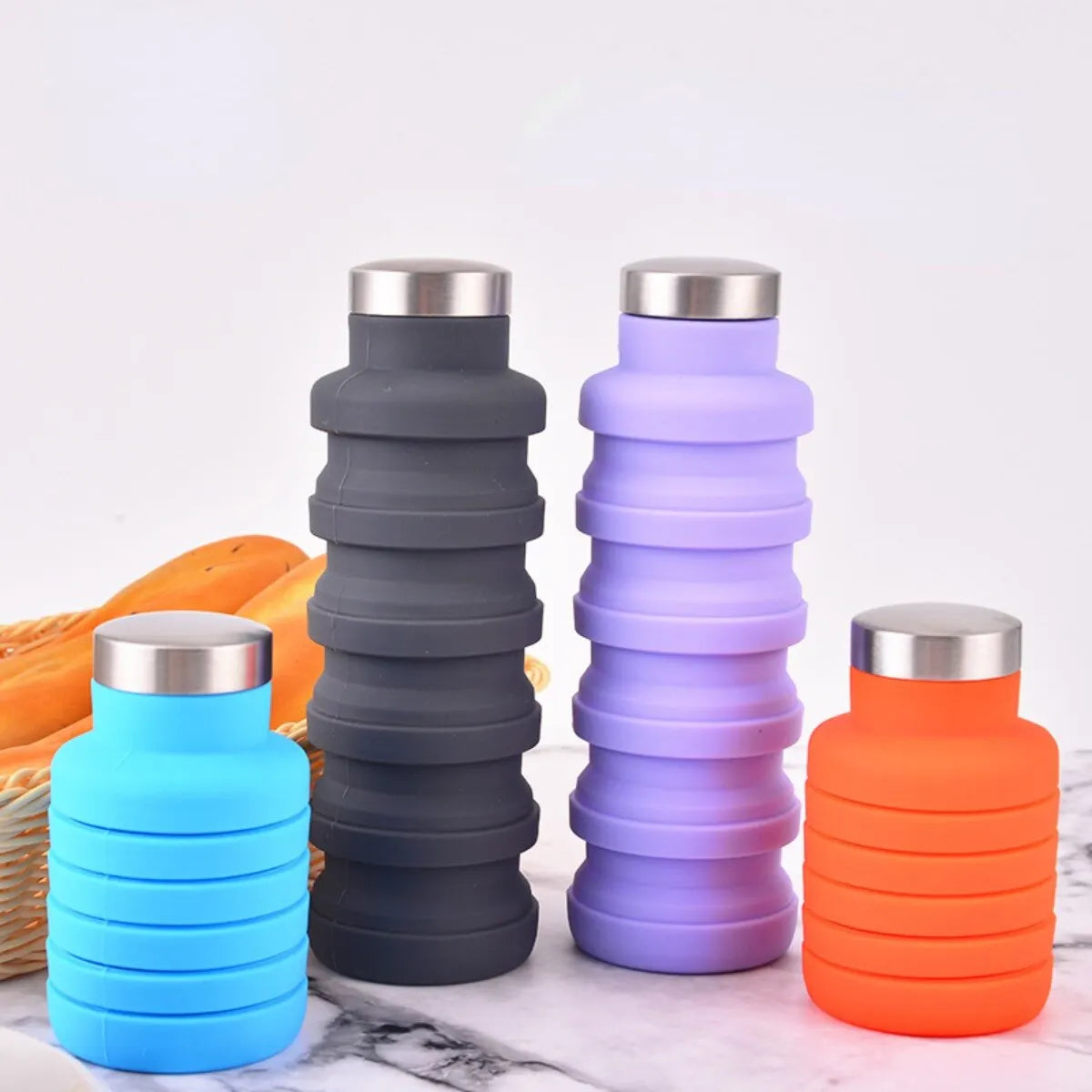 Collapsible Silicone Water Bottle - BPA Free Portable Hiking Cup