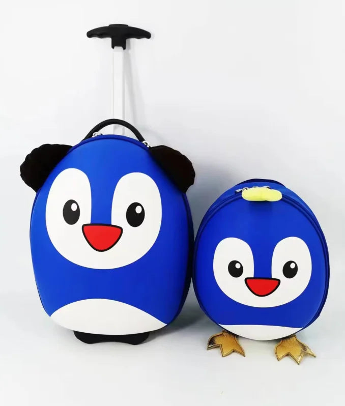Kids Rolling Suitcase - Cartoon Design Travel Luggage for Children