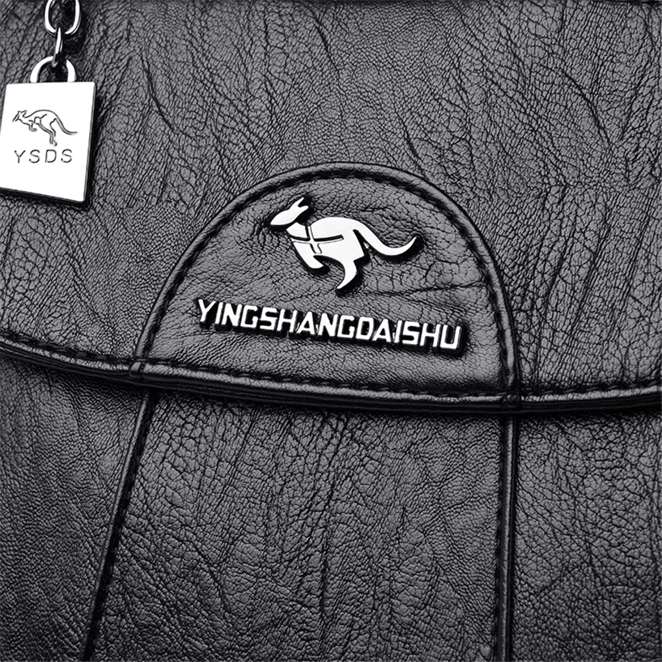 Women's Premium Leather Backpack - Large Capacity Travel & School Bag