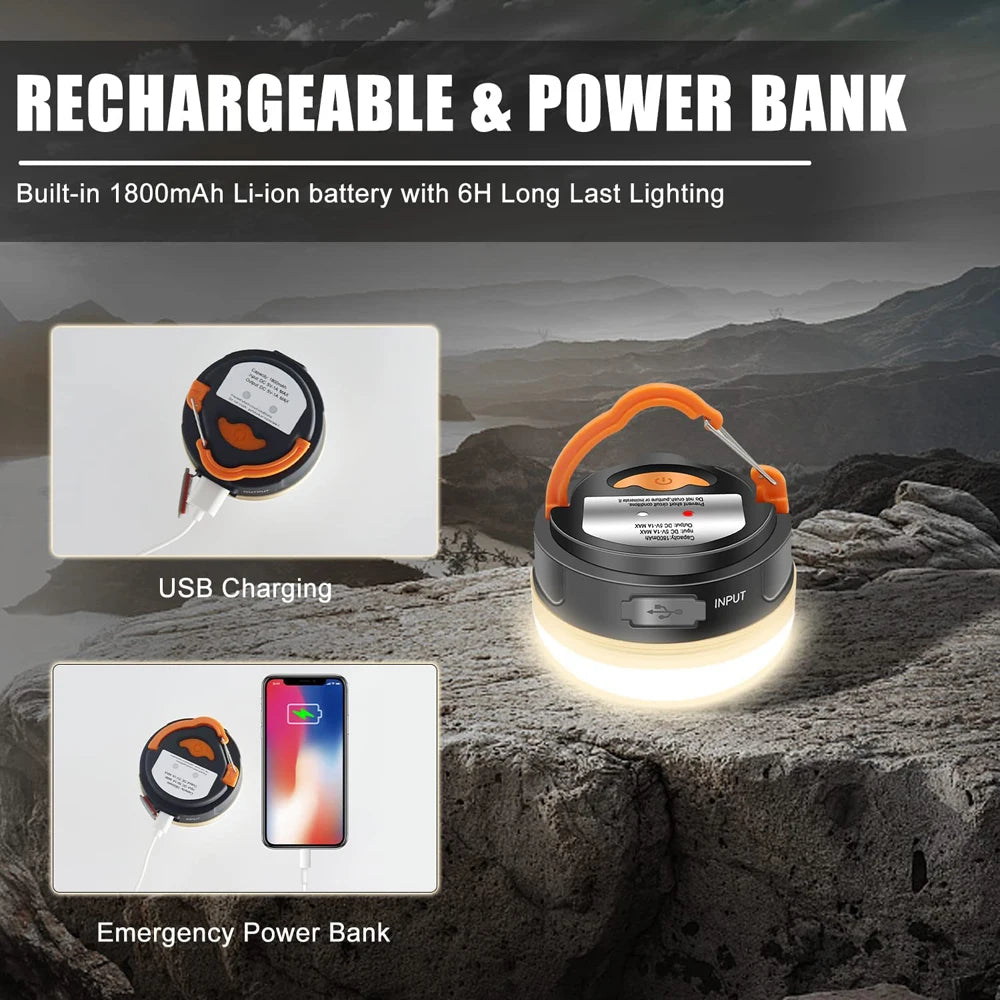 10W Rechargeable LED Camping Lantern - 1200mAh Portable Outdoor Light