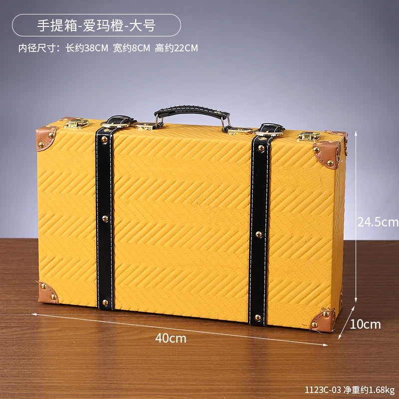 Vintage Leather Trunk Suitcase - Premium Travel Luggage