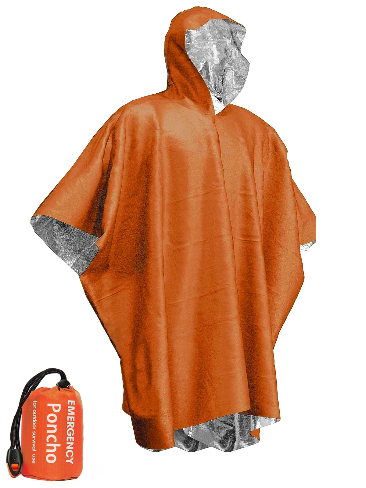 Emergency Waterproof Aluminum Film Poncho - Disposable Raincoat & Thermal Blanket for Camping & Survival