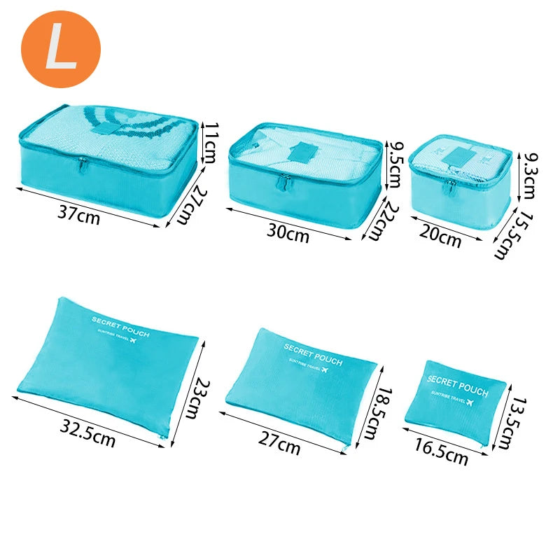 6-Piece Travel Organizer Set - Large Capacity Luggage Storage Bags