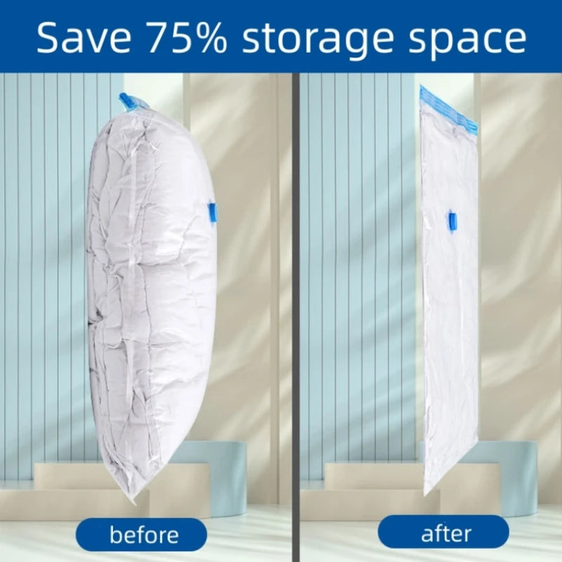 Vacuum Storage Bags with Pump - Space Saving Compression Bags for Clothes and Travel