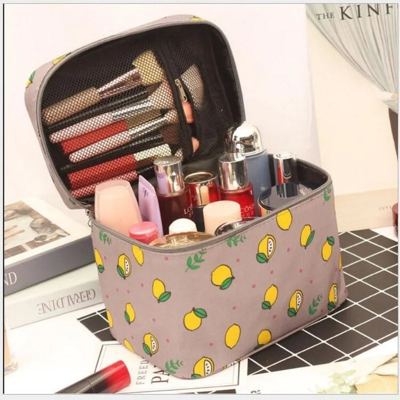 Waterproof Travel Makeup Bag - Large Capacity Cosmetic Organizer Pouch with Zipper Closure