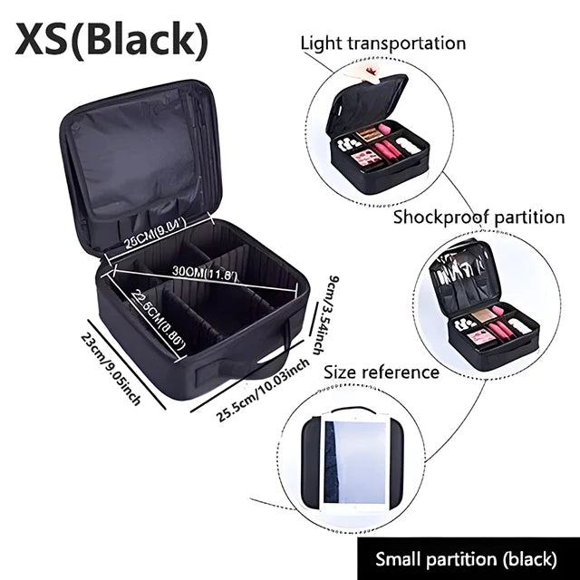 Professional Makeup Case - Large Capacity Travel Cosmetic Organizer