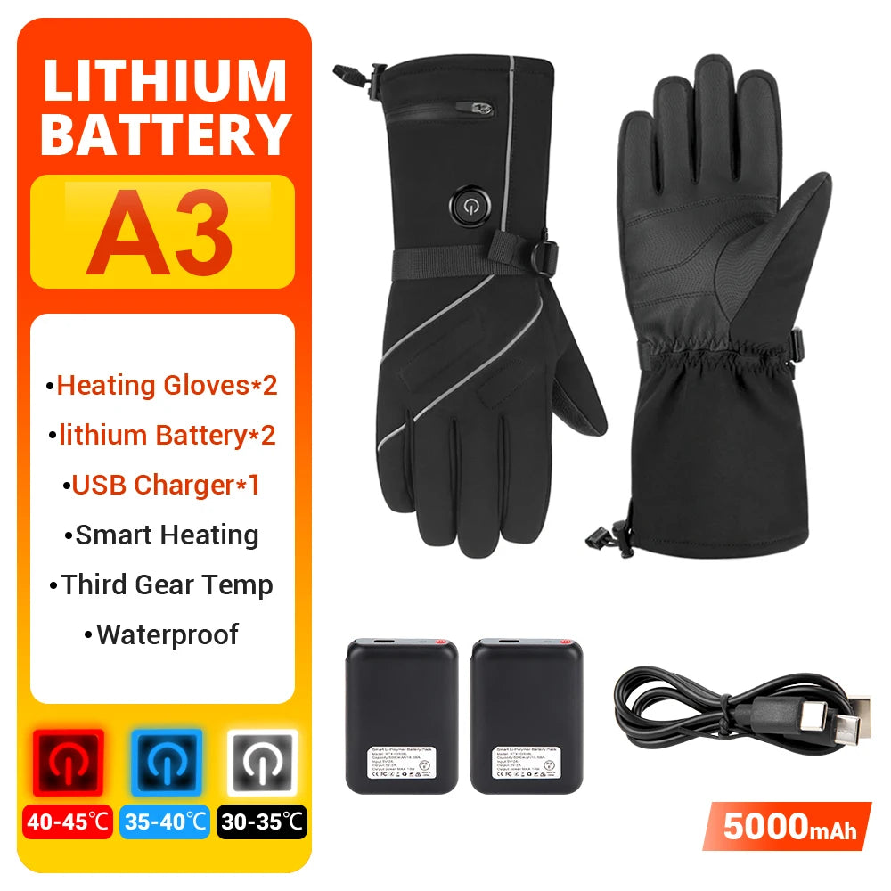 DUHAN Rechargeable Heated Gloves - Waterproof Winter Thermal Gloves with Touch Screen