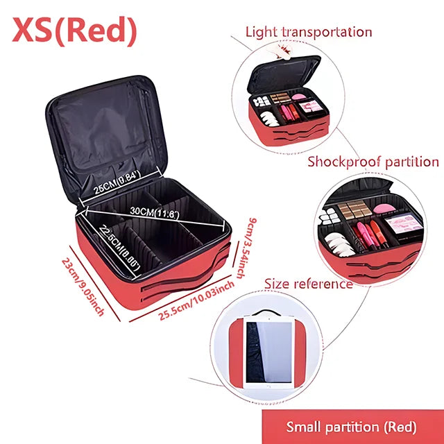 Professional Makeup Case - Large Capacity Travel Cosmetic Organizer