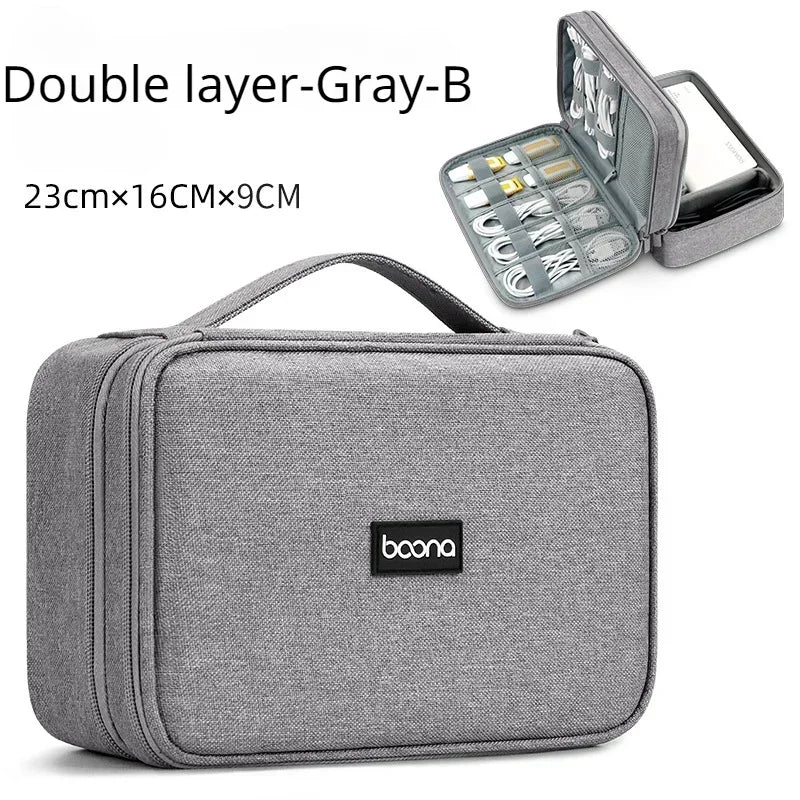 Premium Travel Cable Organizer Bag - Large Capacity Storage for USB Cables, Chargers & Electronics