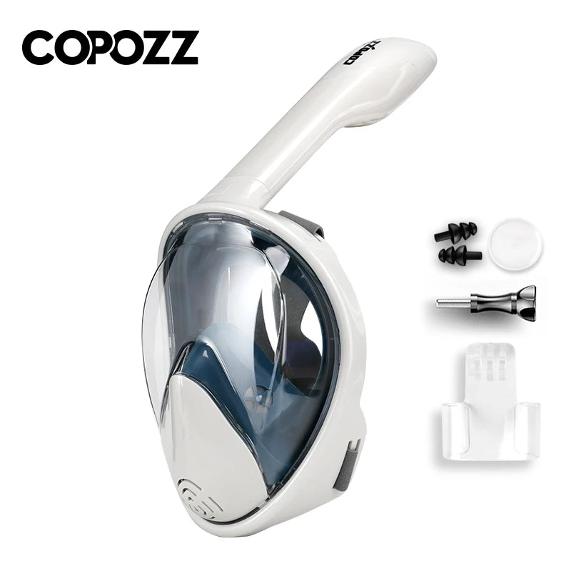 COPOZZ Professional Full Face Snorkel Mask - Anti-Fog Diving Goggles for Adults