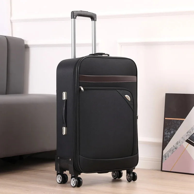 Premium Oxford Canvas Rolling Luggage - 20/24 Inch Waterproof Travel Suitcase