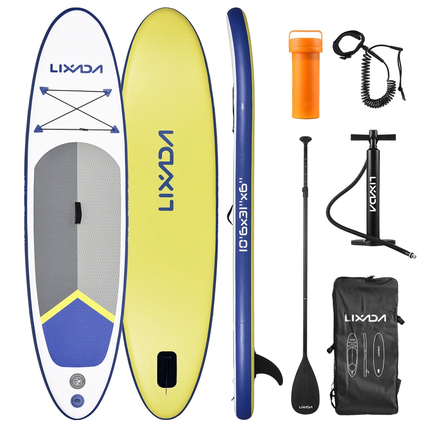 LinDo Inflatable Stand Up Paddle Board - Complete SUP Set with Paddle, Fin & Pump