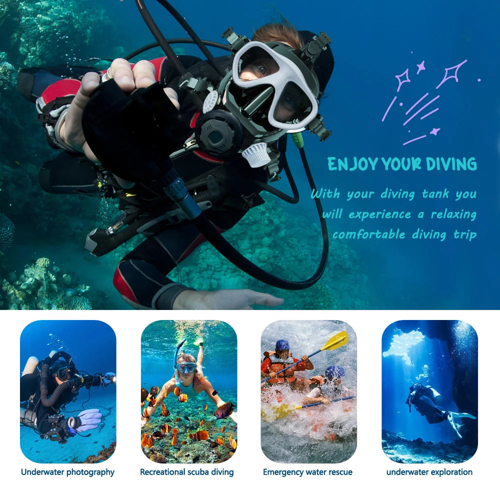 ChikaDIV Full Face Diving Mask with Camera Mount - Compatible with 1L+ Scuba Tanks