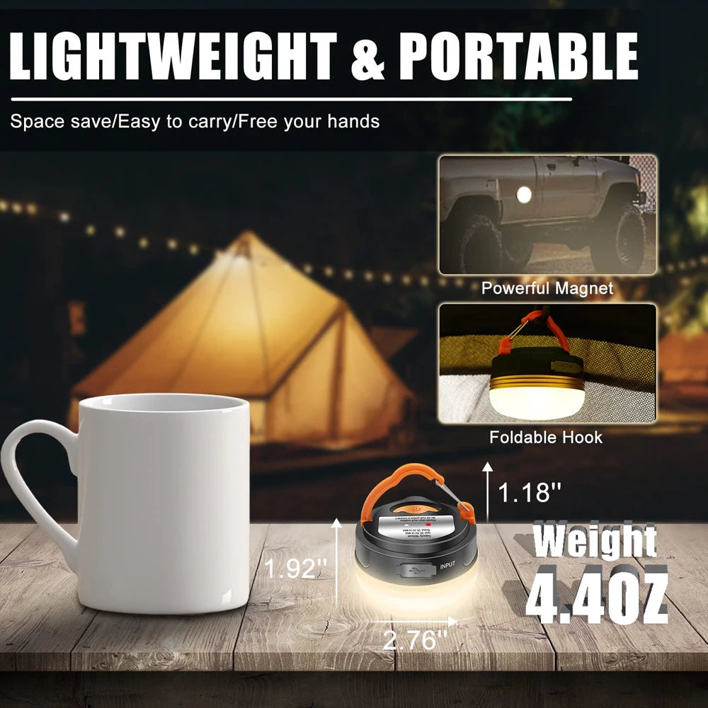 10W Rechargeable LED Camping Lantern - 1200mAh Portable Outdoor Light