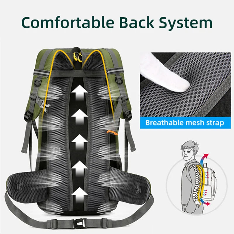 50L Large Capacity Travel Backpack - Waterproof Hiking Rucksack for Outdoor Adventures