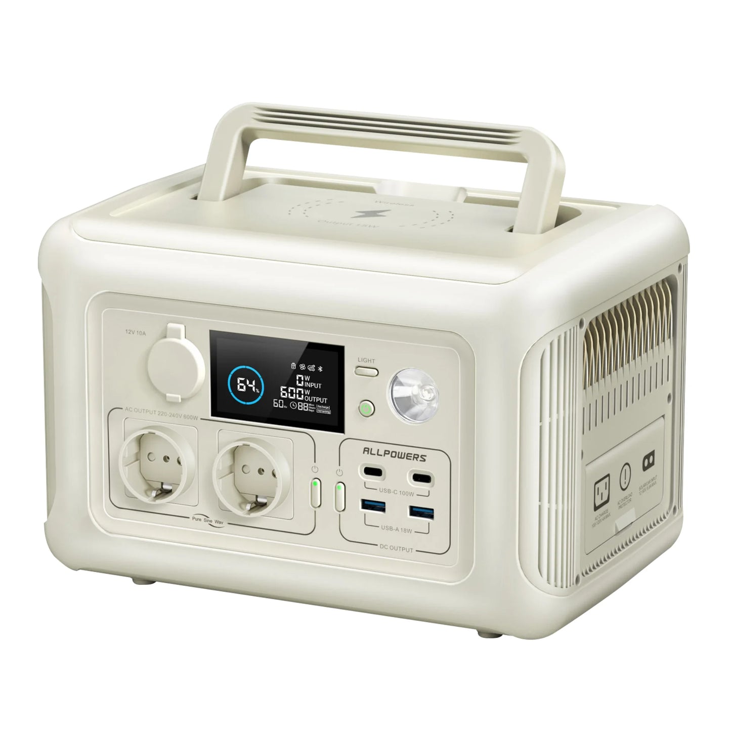 ALLPOWERS R600 Portable Power Station - 299Wh LiFePO4 Battery, 600W AC Output