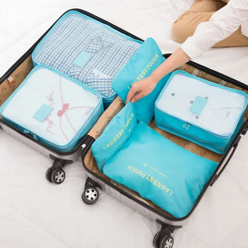 6-Piece Travel Organizer Set - Large Capacity Luggage Storage Bags