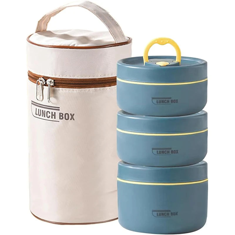 Stainless Steel Insulated Lunch Container Set - 3-Tier Stackable Thermal Bento Box