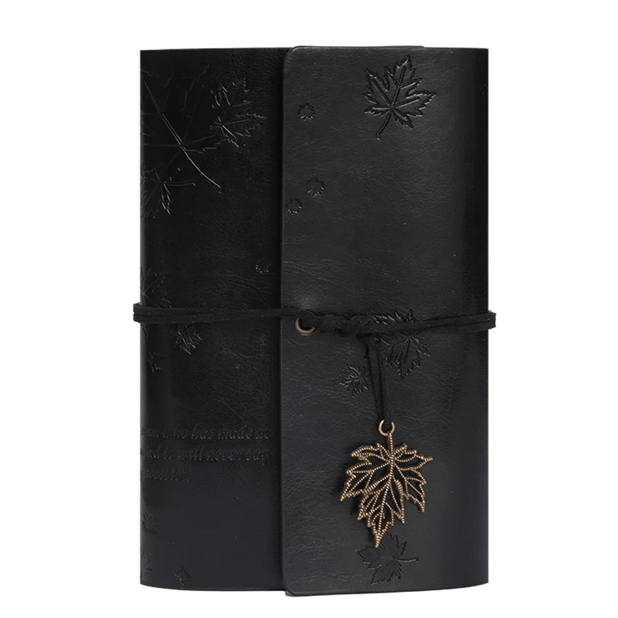 Vintage Leather Travel Journal - Spiral Ring Diary with Kraft Paper