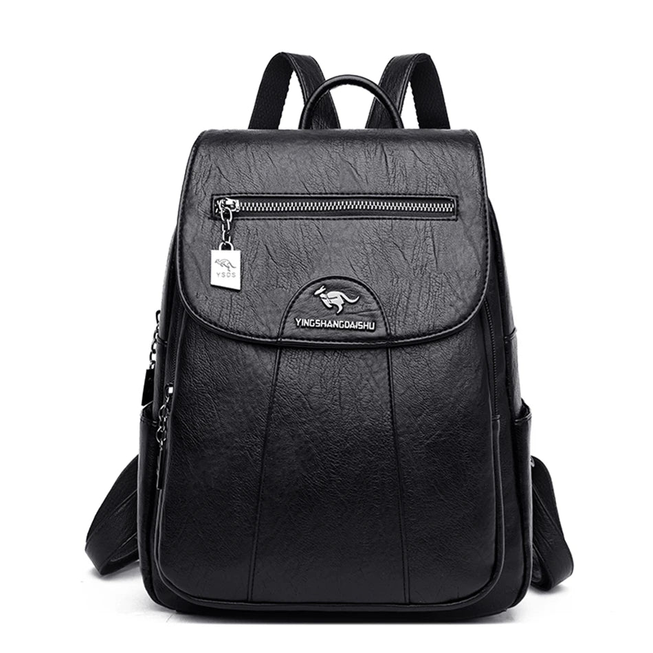 Women's Premium Leather Backpack - Large Capacity Travel & School Bag