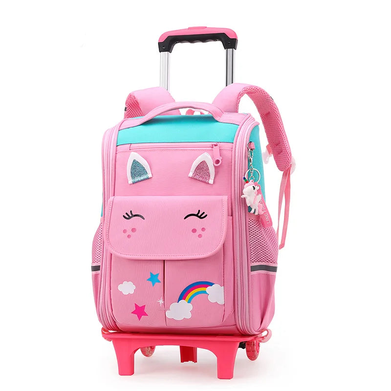 Premium Rolling School Backpack for Kids - High Capacity Wheeled Trolley Bag