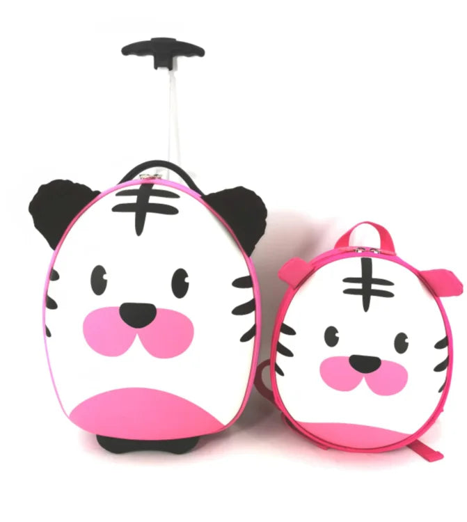 Kids Rolling Suitcase - Cartoon Design Travel Luggage for Children