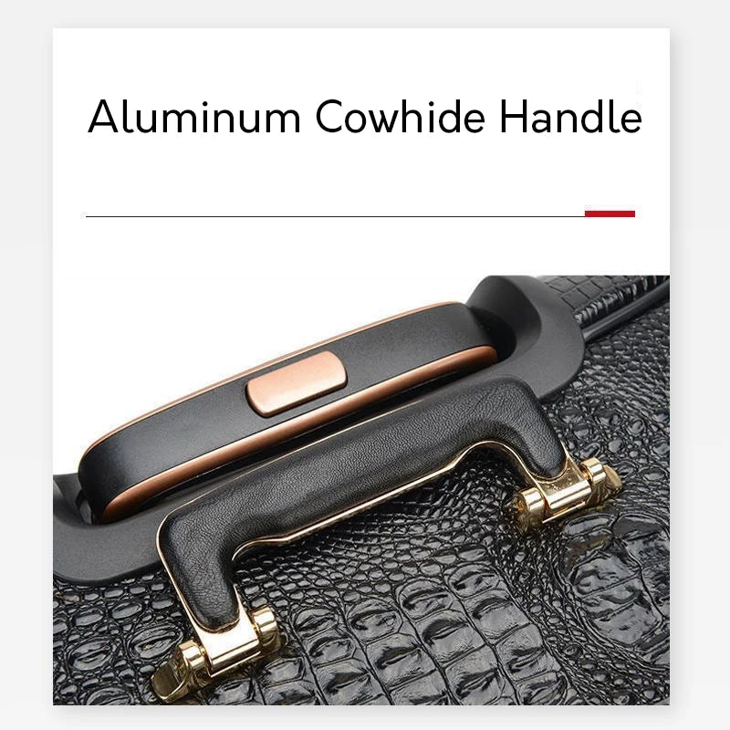 Premium Crocodile Leather Rolling Luggage - 16/20/24 Inch Travel Suitcase