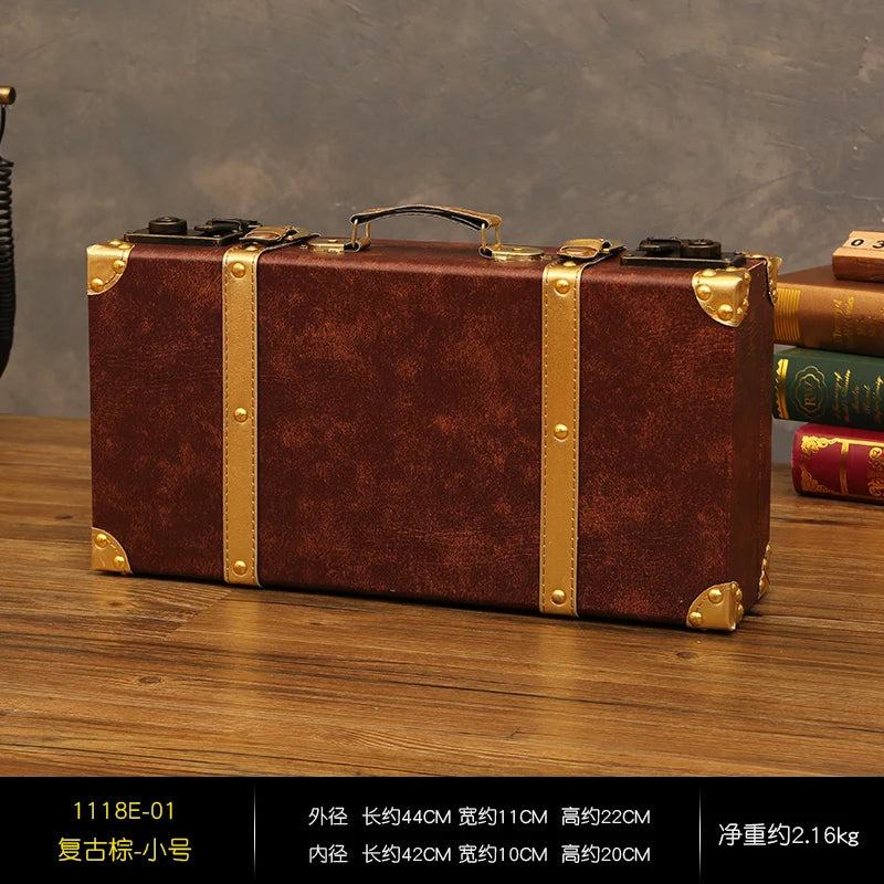 Vintage Leather Trunk Suitcase - Premium Travel Luggage