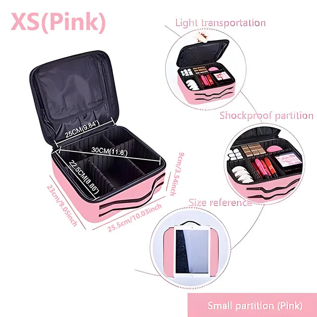 Professional Makeup Case - Large Capacity Travel Cosmetic Organizer