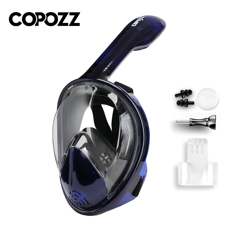 COPOZZ Professional Full Face Snorkel Mask - Anti-Fog Diving Goggles for Adults