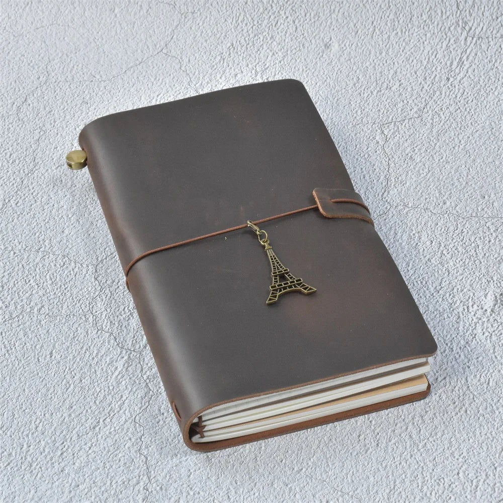 Genuine Leather Refillable Travel Journal - Handcrafted Notebook with Customization