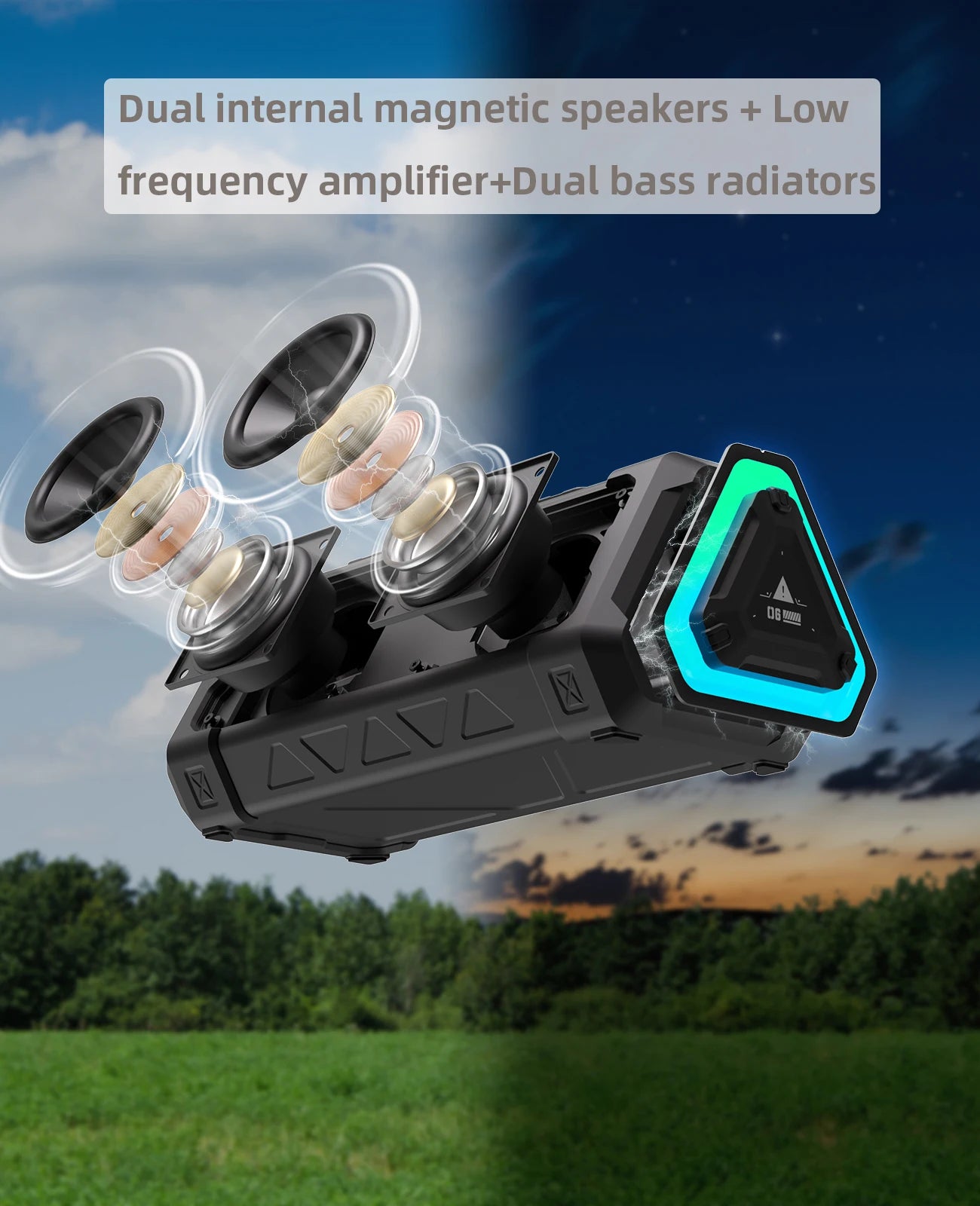 MLOVE P3 Portable Bluetooth Speaker - 40W Wireless Outdoor Speaker with IPX7 Waterproof, RGB Lights & Stereo Sound